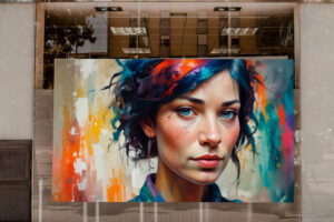 Arte Abstracto de Retrato con Colores Vibrantes