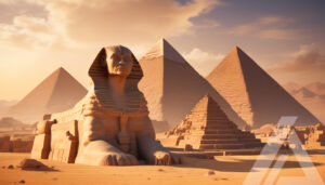 Esfinge y Pirámides de Giza al Atardecer