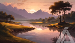 Hermoso Atardecer sobre el Valle y el Río