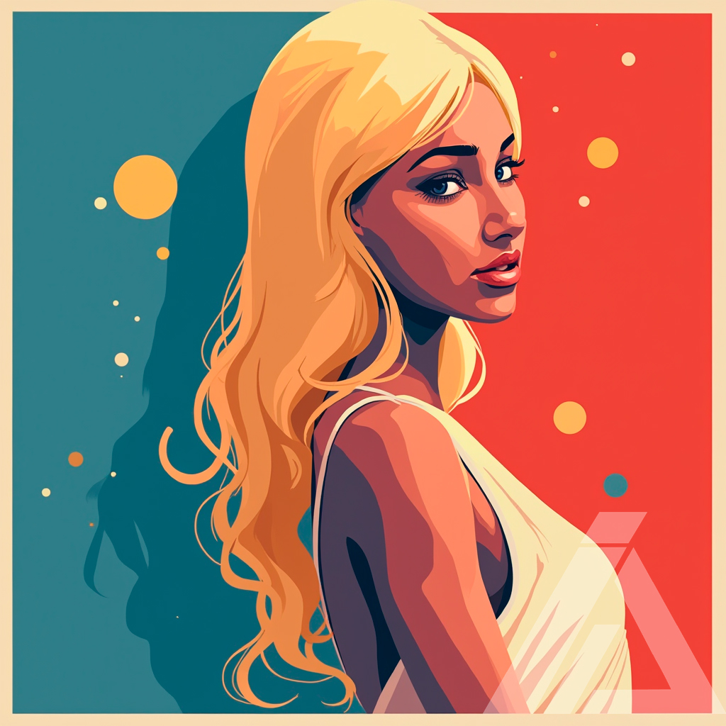 Ilustración Moderna de Mujer con Cabello Largo y Rubio - Imagen 2