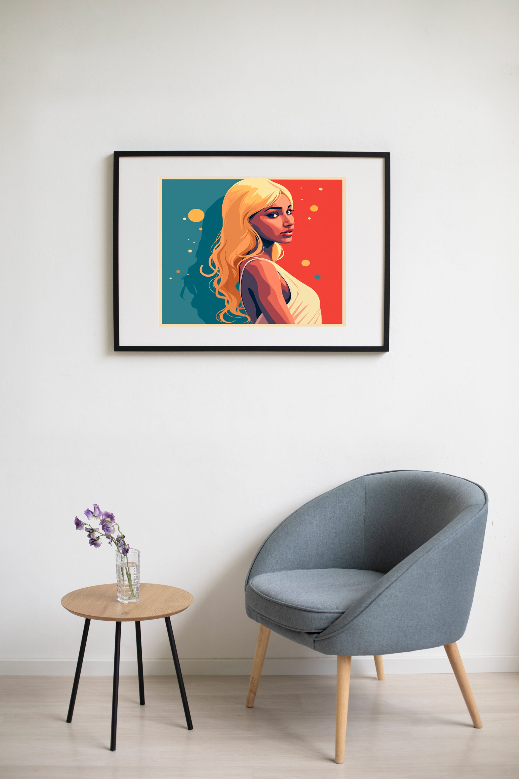 Ilustración Moderna de Mujer con Cabello Largo y Rubio