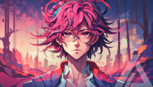 Ilustración de Anime con Fondo de Ciudad Apocalíptica