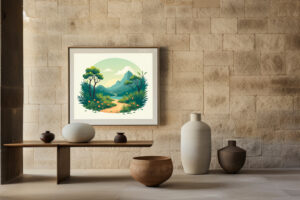 Ilustración de Naturaleza con Montañas y Sendero