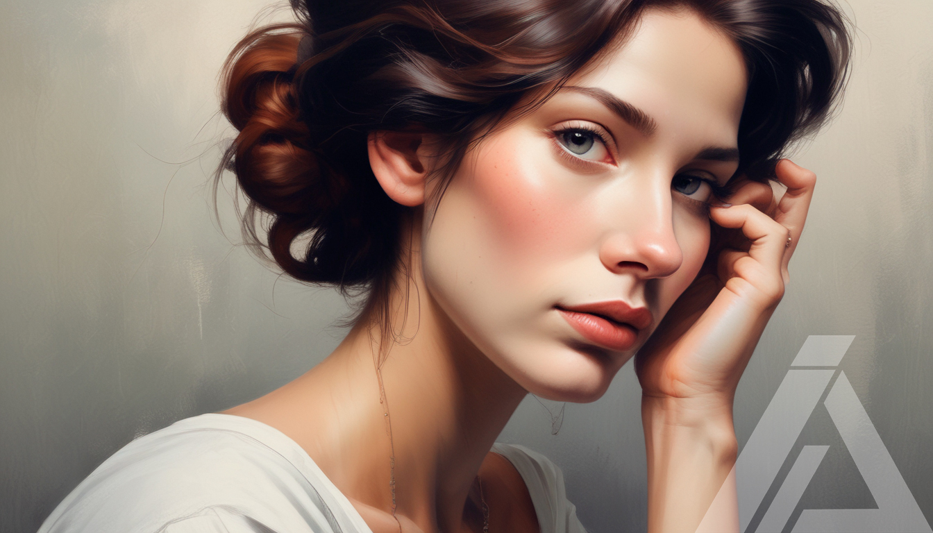 Mujer con Cabello Recogido y Camiseta Blanca - Imagen 2