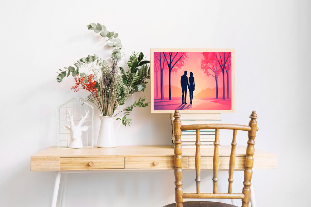 Pareja Enamorada Caminando al Atardecer