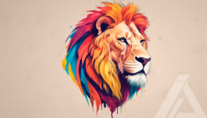 Retrato Abstracto de León Multicolor