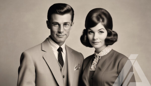 Retrato Clásico de Pareja en Blanco y Negro - Imagen 2