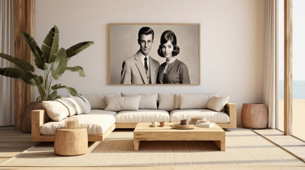 Retrato Clásico de Pareja en Blanco y Negro