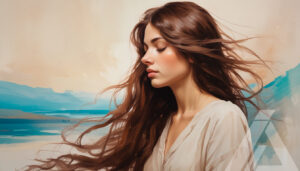 Retrato de Mujer con Cabello al Viento