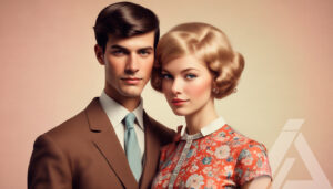 Retrato de Pareja con Moda de Época