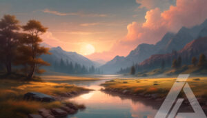 Sereno Río al Atardecer en las Montañas