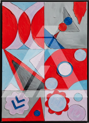 Composición roja y azul ma