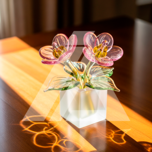 Flores Cristal Luz Dorada