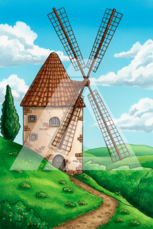 Paisaje con molino ma